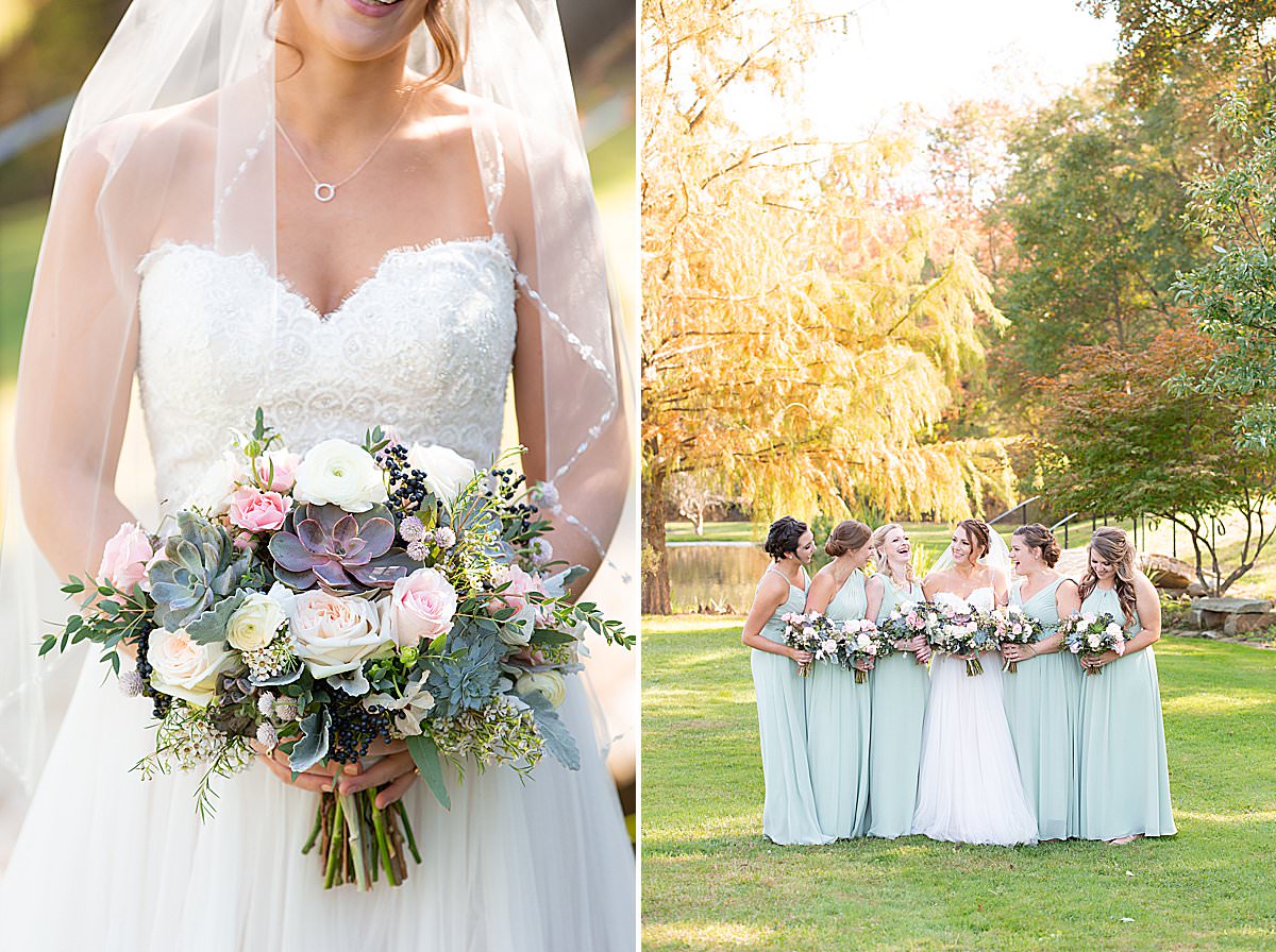 bridesmaids succulent bouquet | Beech Springs Farm Wedding in Ortanna PA by Harrisburg Photographer Photography by Erin Leigh