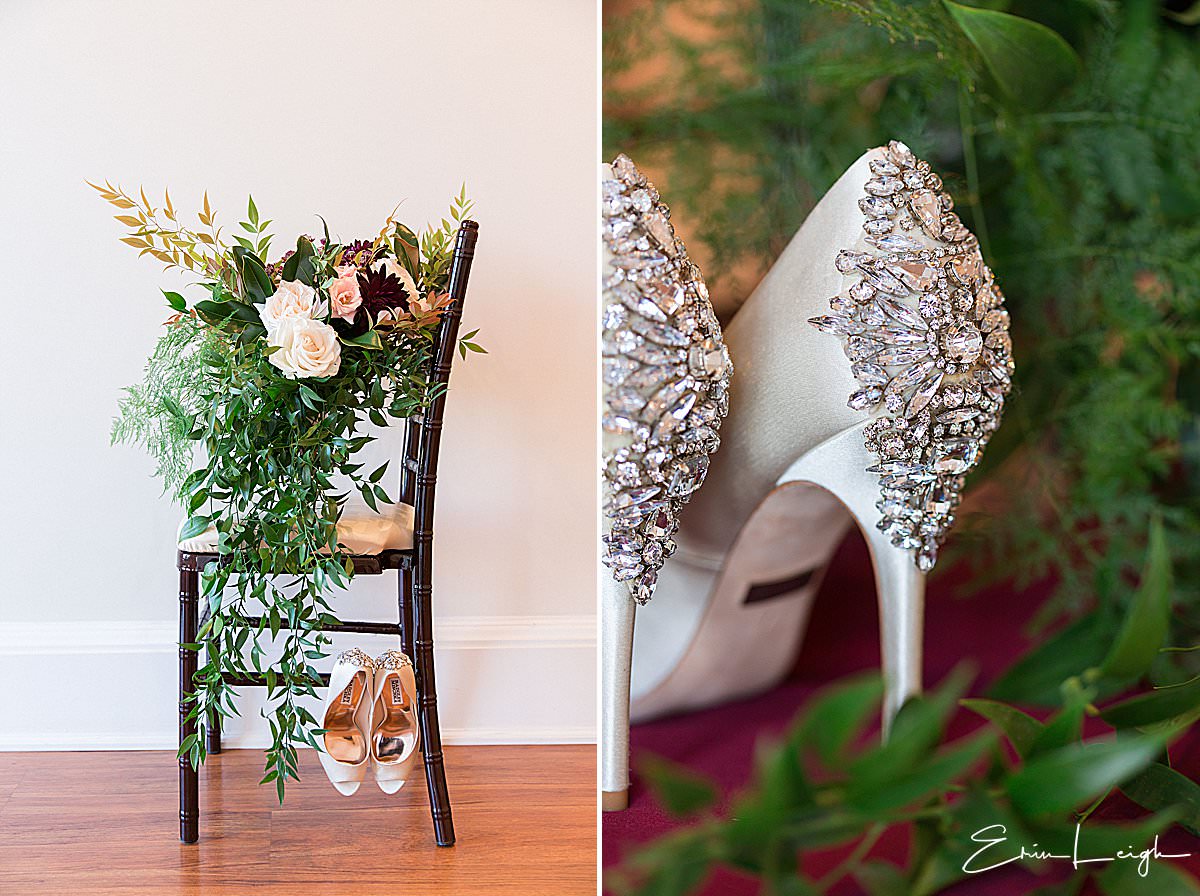 wedding shoes, bridal bouquet | Brix & Columns Vineyard Wedding in McGaheysville VA by Harrisburg Photographer Photography by Erin Leigh