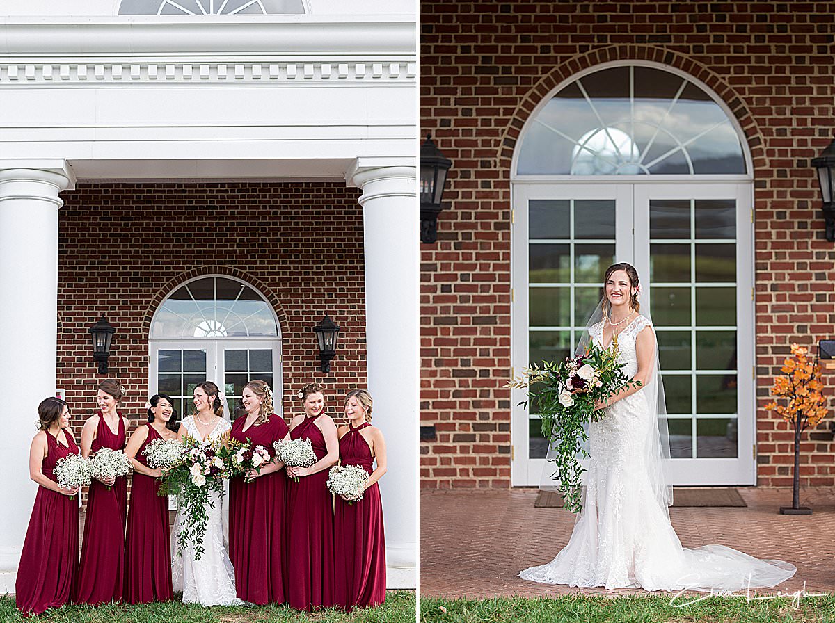 bridesmaids and bride | Brix & Columns Vineyard Wedding in McGaheysville VA by Harrisburg Photographer Photography by Erin Leigh
