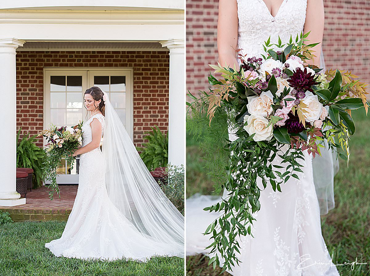 stunning cascading bride bouquet | Brix & Columns Vineyard Wedding in McGaheysville VA by Harrisburg Photographer Photography by Erin Leigh