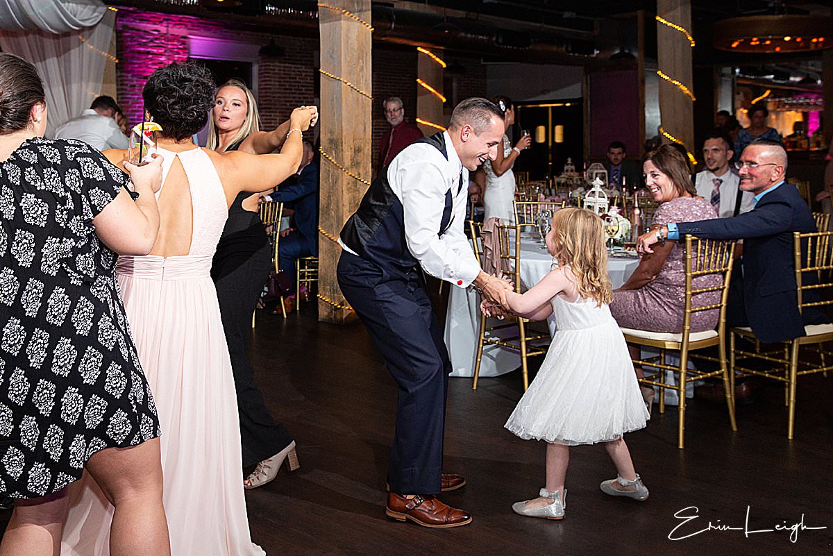 groom dancing with flowergirl | John Wright Restaurant Wedding in Wrightsville PA by Harrisburg Photographer Photography by Erin Leigh