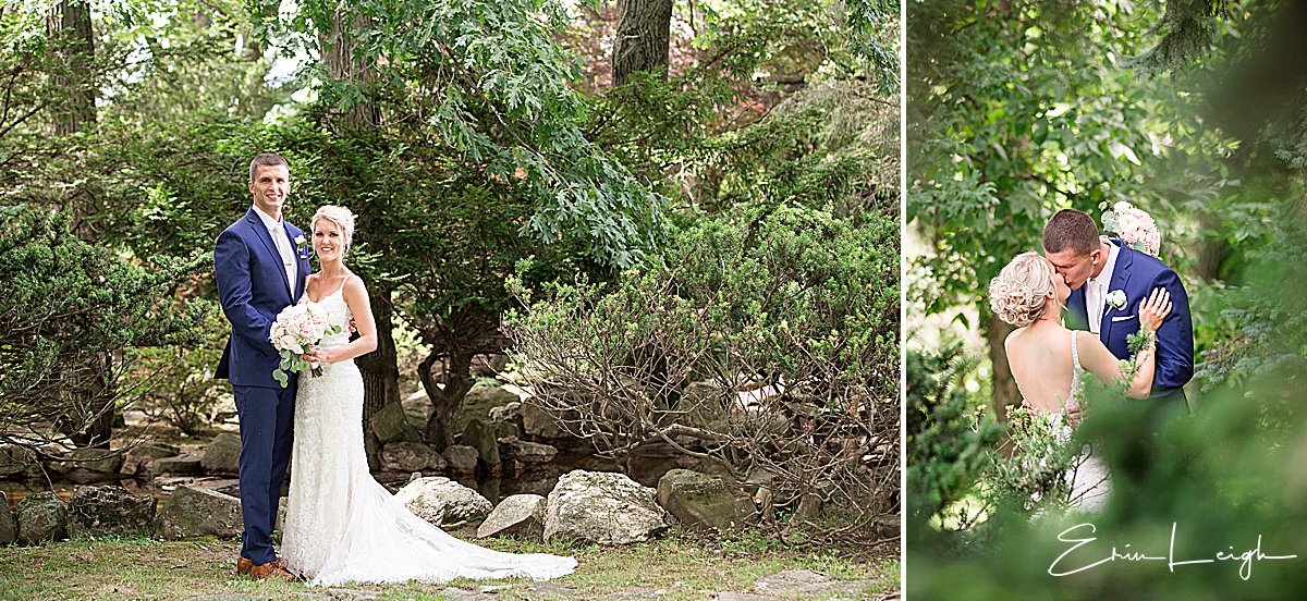 bride and groom in woods | Lauxmont Farms Wedding in Wrightsville PA by Harrisburg Photographer Photography by Erin Leigh