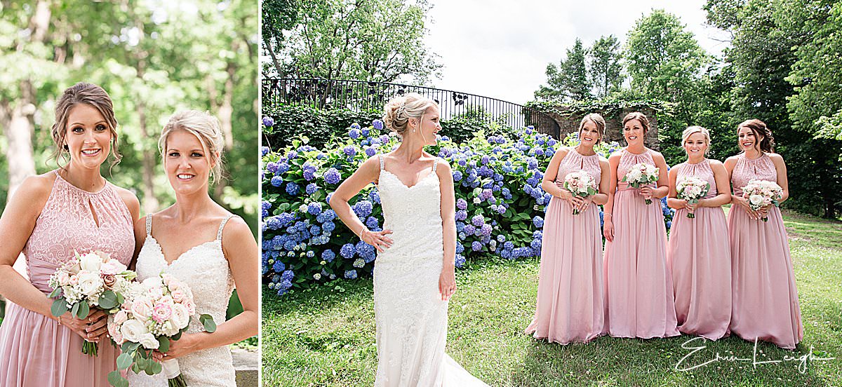 bridesmaids, pink bridesmaids dresses | Lauxmont Farms Wedding in Wrightsville PA by Harrisburg Photographer Photography by Erin Leigh