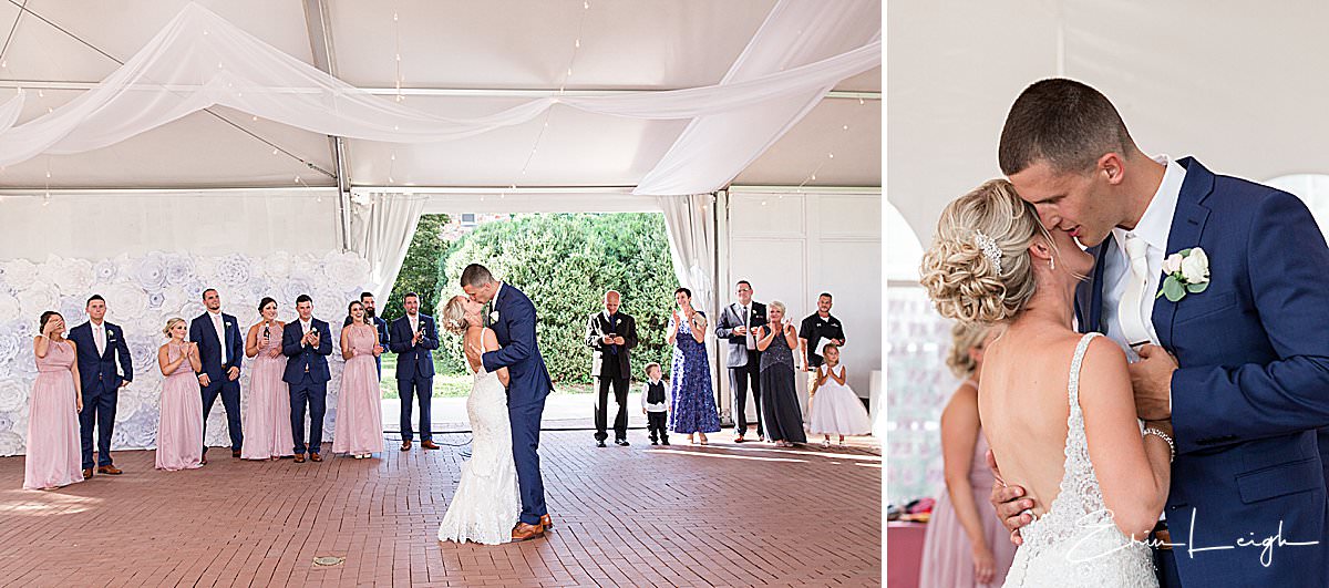 first dance, tent reception | Lauxmont Farms Wedding in Wrightsville PA by Harrisburg Photographer Photography by Erin Leigh