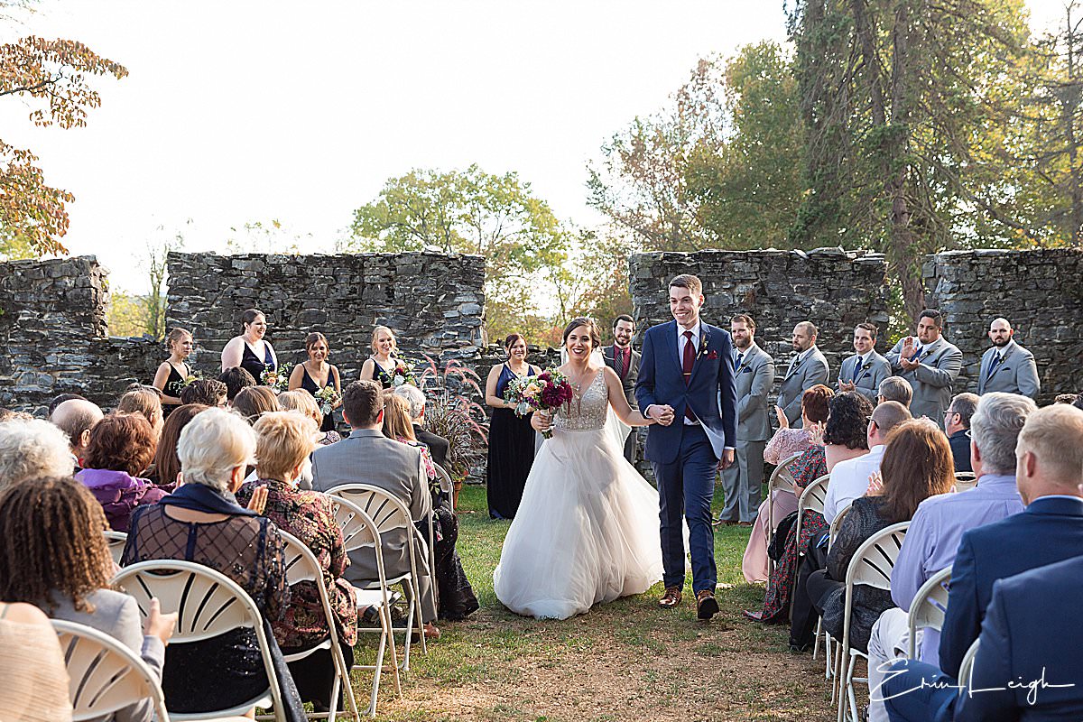 ruins ceremony exit | Stocks Manor Wedding in Mechanicsburg PA by Harrisburg Photographer Photography by Erin Leigh