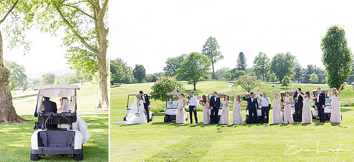 bridal party with golf carts | West Shore Country Club Wedding, Mechanicsburg PA by Harrisburg Photographer Photography by Erin Leigh
