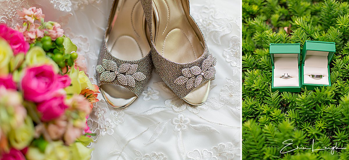 wedding shoes, wedding rings | Brookside Country Club Wedding in Macungie PA by Harrisburg Photographer Photography by Erin Leigh