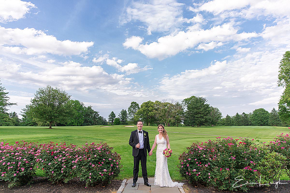 bride and groom, blue sky | Brookside Country Club Wedding in Macungie PA by Harrisburg Photographer Photography by Erin Leigh